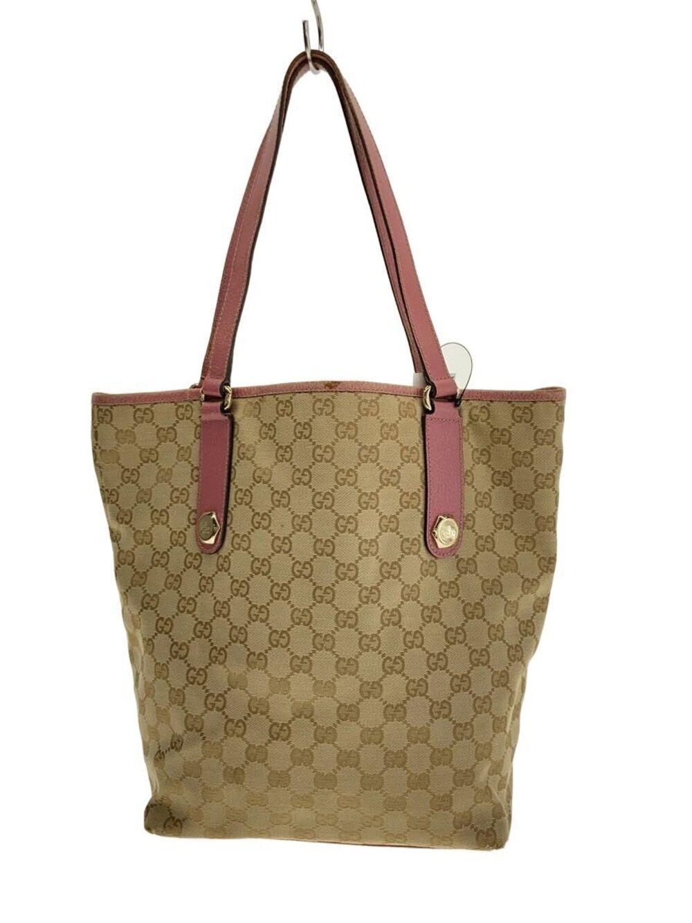 Gucci GG Canvas Charmy Tote Bag beige monogram canvas pink